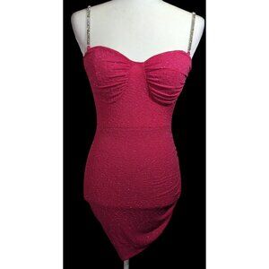 Windsor Raise A Glass Pink Glitter Mini Dress With Rhinestone Straps